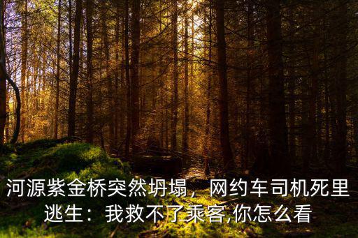 河源紫金橋突然坍塌，網(wǎng)約車司機死里逃生：我救不了乘客,你怎么看