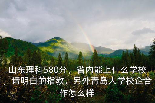 山東理科580分，省內(nèi)能上什么學(xué)校，請(qǐng)明白的指教，另外青島大學(xué)校企合作怎么樣