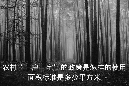 農村“一戶一宅”的政策是怎樣的使用面積標準是多少平方米