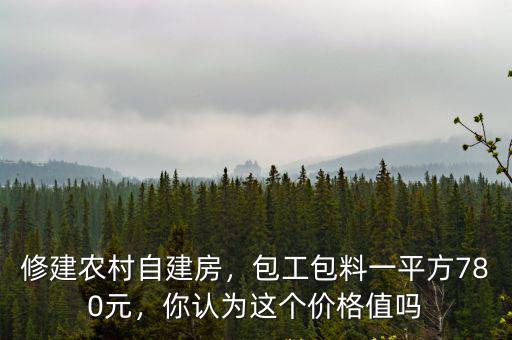 修建農村自建房，包工包料一平方780元，你認為這個價格值嗎