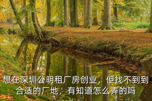 想在深圳公明租廠房創(chuàng)業(yè)，但找不到到合適的廠地，有知道怎么弄的嗎