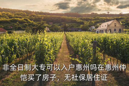 非全日制大?？梢匀霊艋葜輪嵩诨葜葜賽鹳I了房子，無社保居住證
