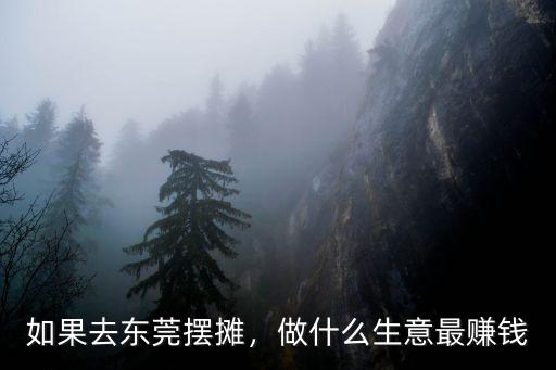 如果去東莞擺攤，做什么生意最賺錢