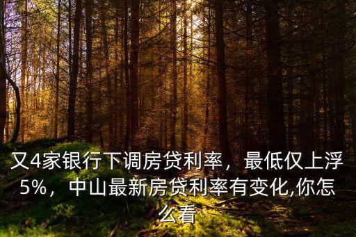 又4家銀行下調房貸利率，最低僅上浮5%，中山最新房貸利率有變化,你怎么看