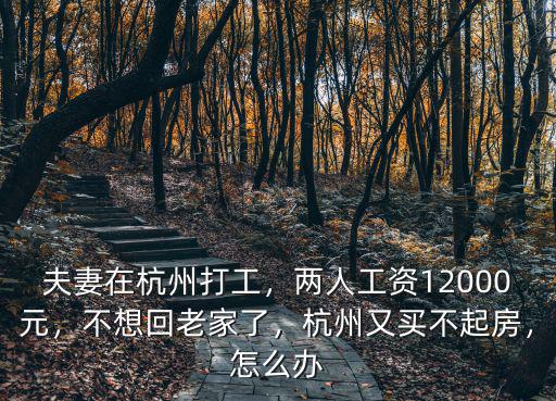 夫妻在杭州打工，兩人工資12000元，不想回老家了，杭州又買不起房，怎么辦