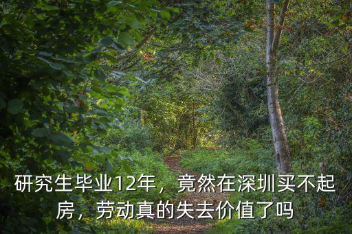 研究生畢業(yè)12年，竟然在深圳買不起房，勞動(dòng)真的失去價(jià)值了嗎