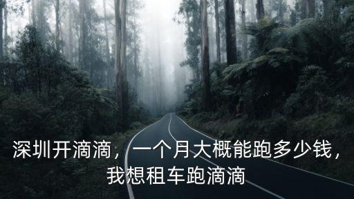 深圳開滴滴，一個月大概能跑多少錢，我想租車跑滴滴