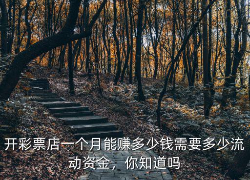 開彩票店一個月能賺多少錢需要多少流動資金，你知道嗎