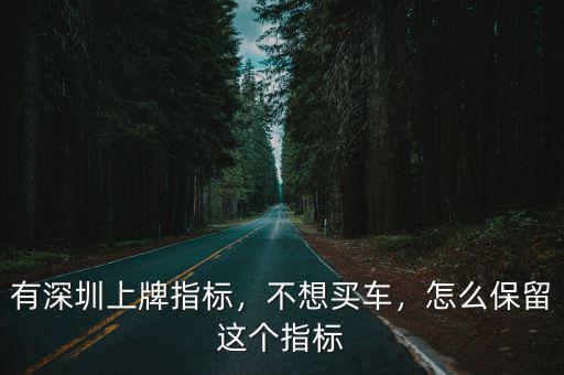 有深圳上牌指標，不想買車，怎么保留這個指標