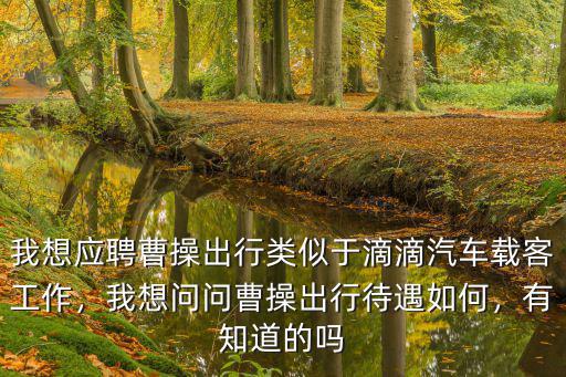 我想應聘曹操出行類似于滴滴汽車載客工作，我想問問曹操出行待遇如何，有知道的嗎