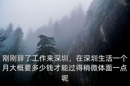 剛剛辭了工作來深圳，在深圳生活一個月大概要多少錢才能過得稍微體面一點呢