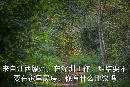 來自江西贛州，在深圳工作，糾結要不要在家里買房，你有什么建議嗎