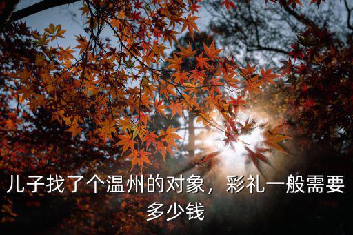 兒子找了個溫州的對象，彩禮一般需要多少錢