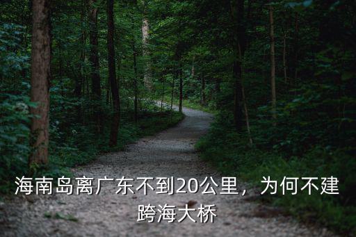 海南島離廣東不到20公里，為何不建跨海大橋