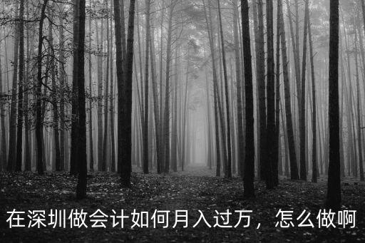 在深圳做會計如何月入過萬，怎么做啊