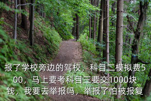 報了學校旁邊的駕校，科目二模擬費500，馬上要考科目三要交1000塊錢，我要去舉報嗎，舉報了怕被報復