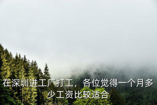 在深圳進工廠打工，各位覺得一個月多少工資比較適合