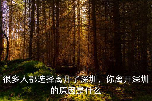 深圳這個城市多少人來多少人離開,為什么越來越多的人離開深圳