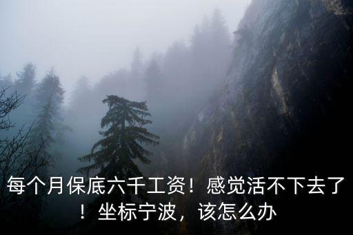 每個(gè)月保底六千工資！感覺活不下去了！坐標(biāo)寧波，該怎么辦