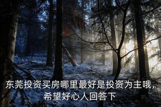 東莞投資買房哪里最好是投資為主哦，希望好心人回答下