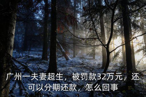 廣州一夫妻超生，被罰款32萬元，還可以分期還款，怎么回事