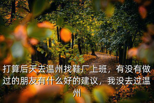 打算后天去溫州找鞋廠上班，有沒有做過的朋友有什么好的建議，我沒去過溫州