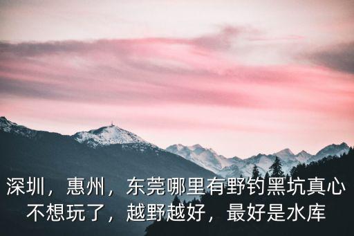 深圳，惠州，東莞哪里有野釣黑坑真心不想玩了，越野越好，最好是水庫
