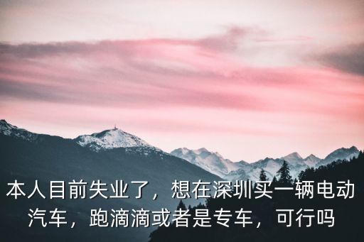 本人目前失業了，想在深圳買一輛電動汽車，跑滴滴或者是專車，可行嗎