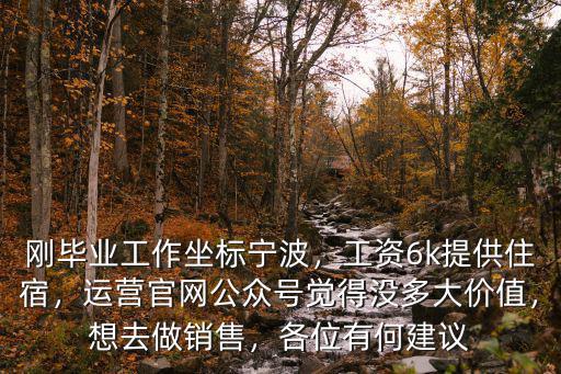 剛畢業工作坐標寧波，工資6k提供住宿，運營官網公眾號覺得沒多大價值，想去做銷售，各位有何建議