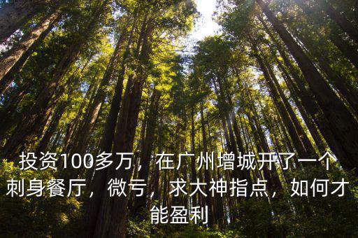 投資100多萬，在廣州增城開了一個刺身餐廳，微虧，求大神指點，如何才能盈利