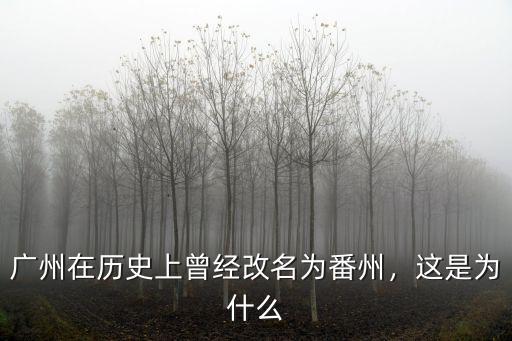 廣州在歷史上曾經(jīng)改名為番州，這是為什么