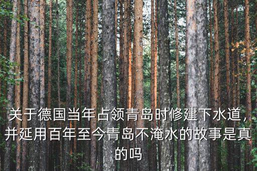 關于德國當年占領青島時修建下水道，并延用百年至今青島不淹水的故事是真的嗎