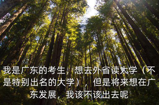 我是廣東的考生，想去外省讀大學（不是特別出名的大學），但是將來想在廣東發展，我該不該出去呢