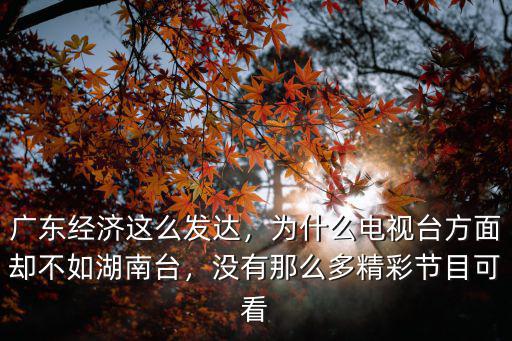 廣東經濟這么發達，為什么電視臺方面卻不如湖南臺，沒有那么多精彩節目可看
