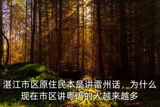 湛江市區原住民本是講雷州話，為什么現在市區講粵語的人越來越多
