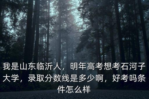 我是山東臨沂人，明年高考想考石河子大學，錄取分數線是多少啊，好考嗎條件怎么樣