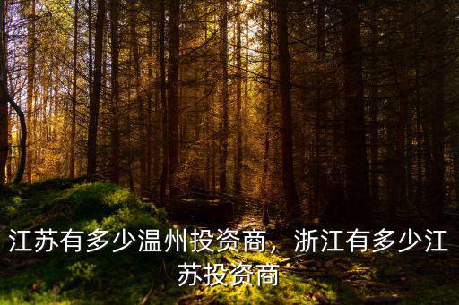江蘇有多少溫州投資商，浙江有多少江蘇投資商
