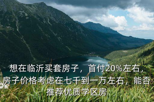 想在臨沂買套房子，首付20%左右，房子價格考慮在七千到一萬左右，能否推薦優質學區房