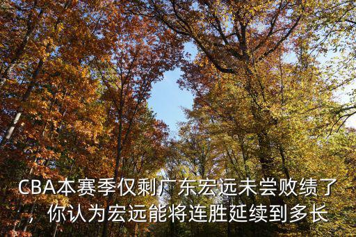 CBA本賽季僅剩廣東宏遠未嘗敗績了，你認為宏遠能將連勝延續(xù)到多長