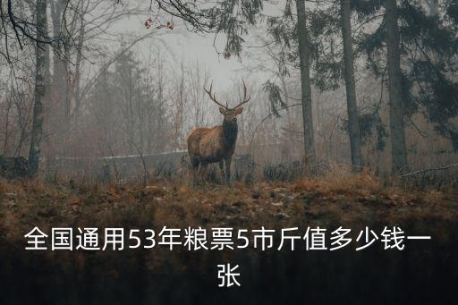 全國通用53年糧票5市斤值多少錢一張