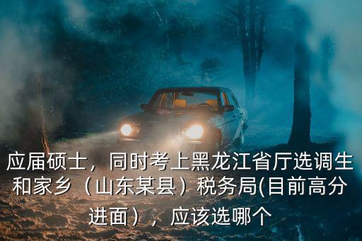 應屆碩士，同時考上黑龍江省廳選調生和家鄉（山東某縣）稅務局(目前高分進面），應該選哪個