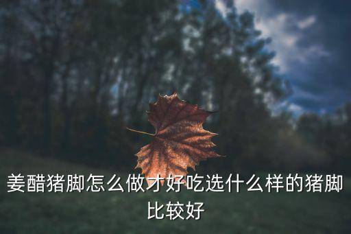 廣州豬腳姜醋豬腳怎么選,姜醋豬腳怎么做才好吃