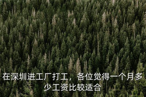 在深圳進工廠打工，各位覺得一個月多少工資比較適合