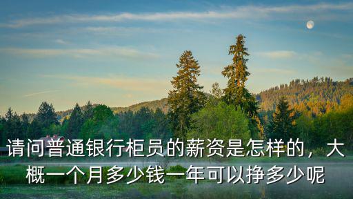 請問普通銀行柜員的薪資是怎樣的，大概一個月多少錢一年可以掙多少呢