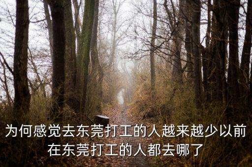 為何感覺去東莞打工的人越來越少以前在東莞打工的人都去哪了