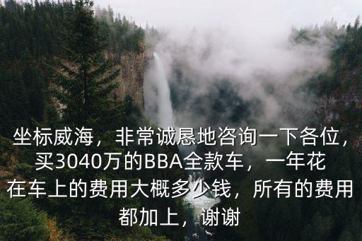 坐標威海，非常誠懇地咨詢一下各位，買3040萬的BBA全款車，一年花在車上的費用大概多少錢，所有的費用都加上，謝謝