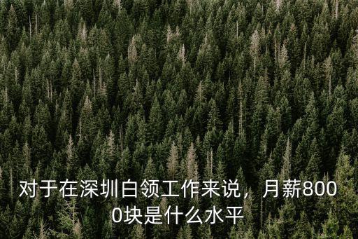 對于在深圳白領工作來說，月薪8000塊是什么水平