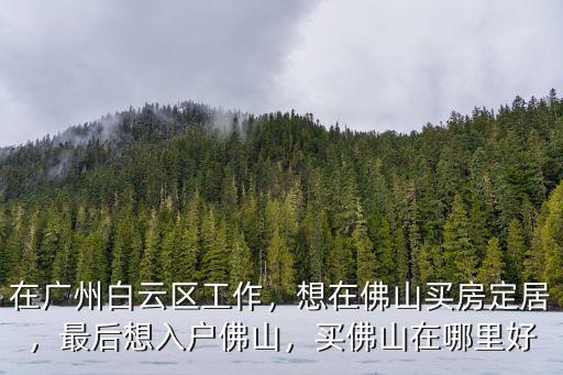 在廣州白云區工作，想在佛山買房定居，最后想入戶佛山，買佛山在哪里好