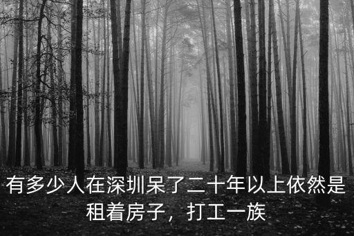 有多少人在深圳呆了二十年以上依然是租著房子，打工一族