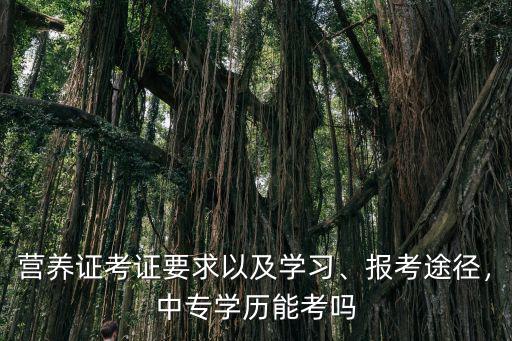 營養證考證要求以及學習、報考途徑，中專學歷能考嗎